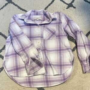 LOFT Petite Plaid Flannel Everyday Relaxed Pocket Shirt Washed never worn
